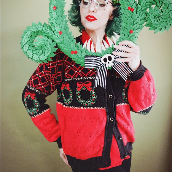 Sweaters - Red Knit Ugly Christmas Sweater Cardigan Sweaters - Red Knit Ugly Christmas Sweater Cardigan